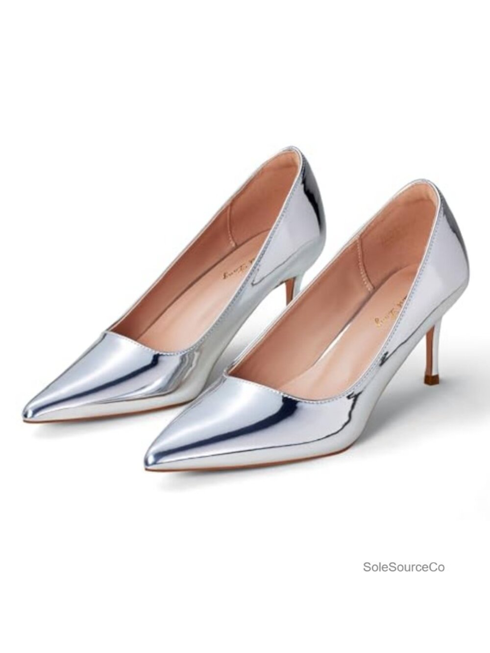 Kitten Heel Low Pumps Pointed Toe Cushioned Synthetic Comfort Dress Shoes